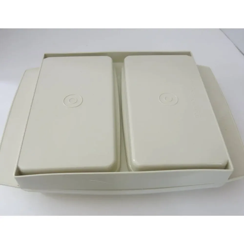 VINTAGE TUPPERWARE Deviled Egg Keeper 4 Pieces Almond 723-2 Picnic Food Storage